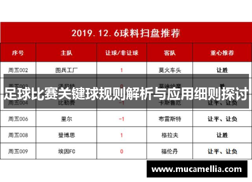 足球比赛关键球规则解析与应用细则探讨